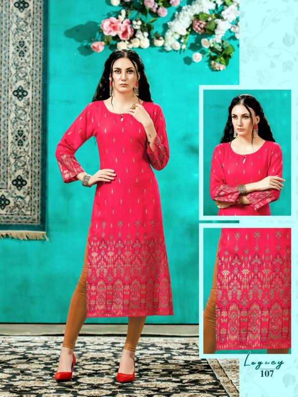 Legacy Fancy Rayon Gold Print Kurti